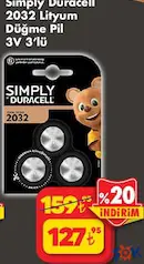DURACELL SİMPLY 2032 LİTYUM DÜĞME PİL 3'LÜ DURACELL SİMPLY 2032 LİTYUM DÜĞME PİL 3'LÜ